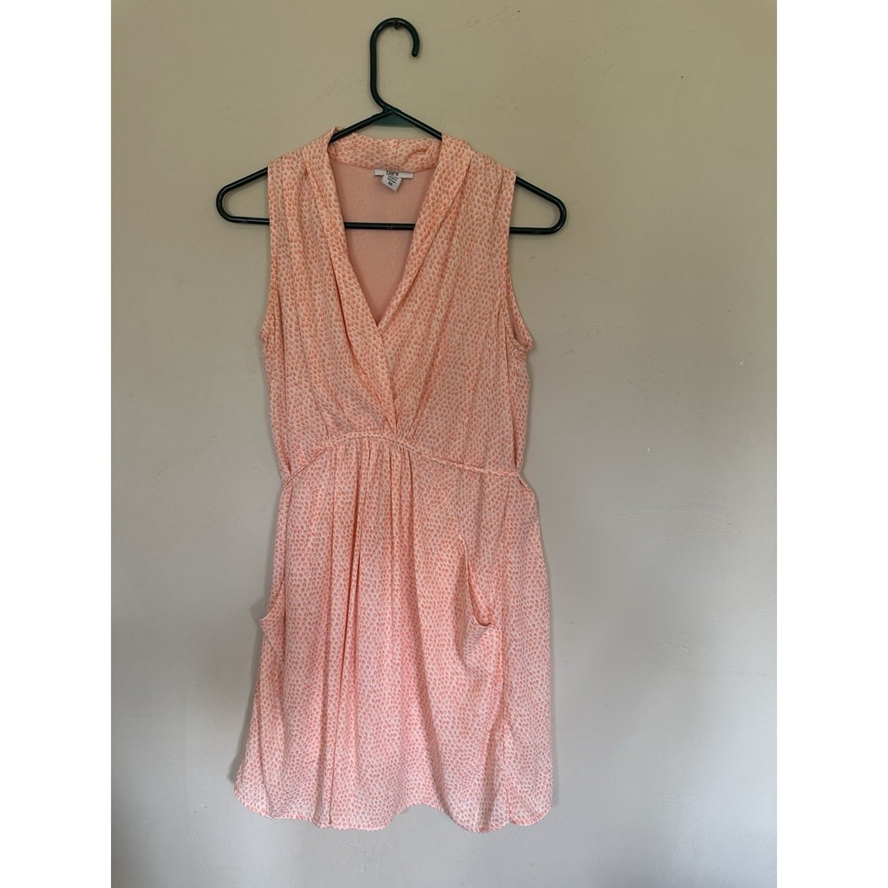 Women's bar iii Peach White Abstract Sleeveless Fit & Flare Dress Tie Waist‎ XS - Picture 2 of 4